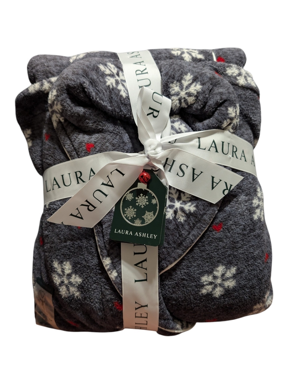 Laura Ashley Dark Gray Snowflake Plush Robe